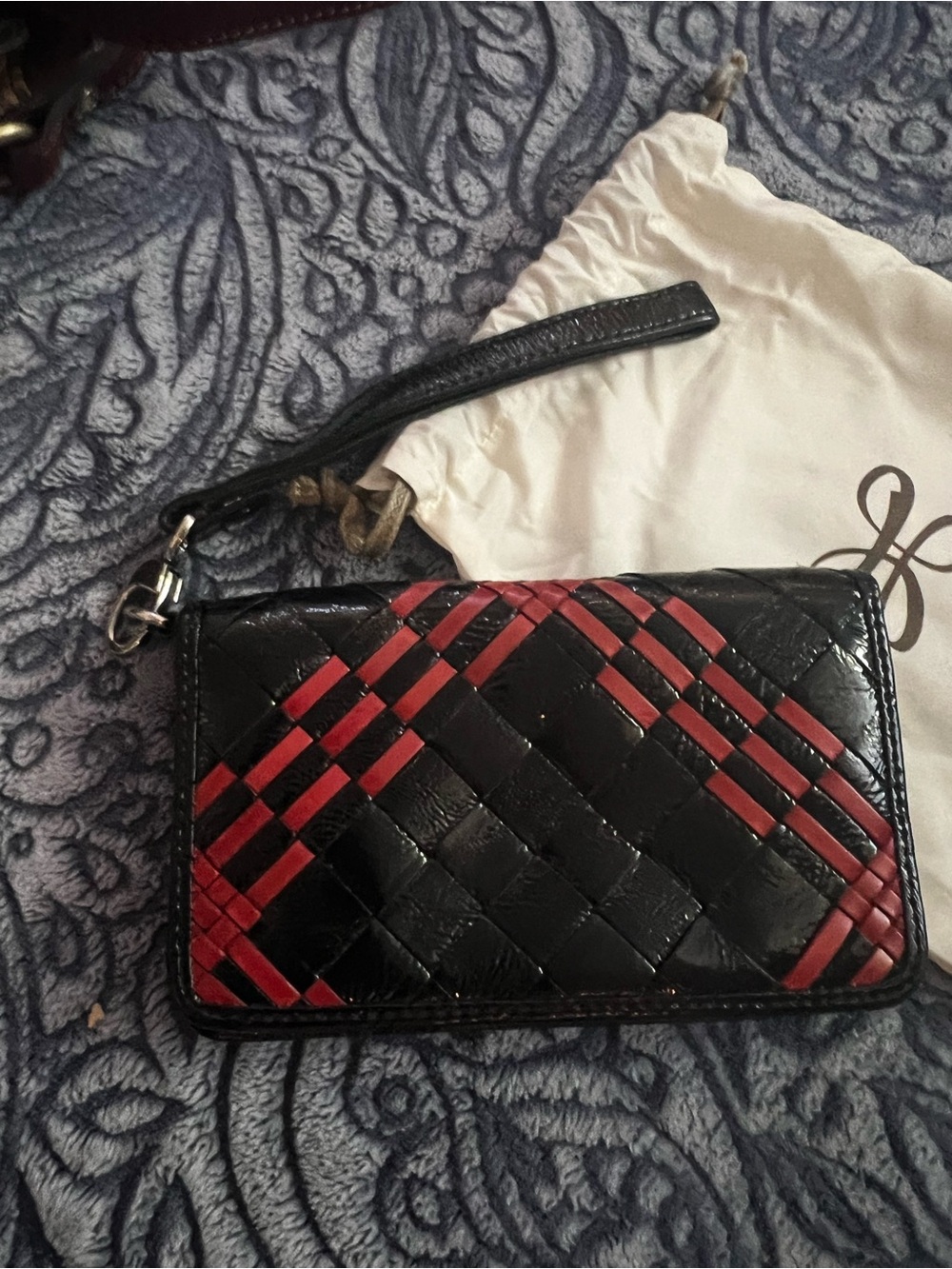 Hobo - Black and Red Woven Leather Wristlet